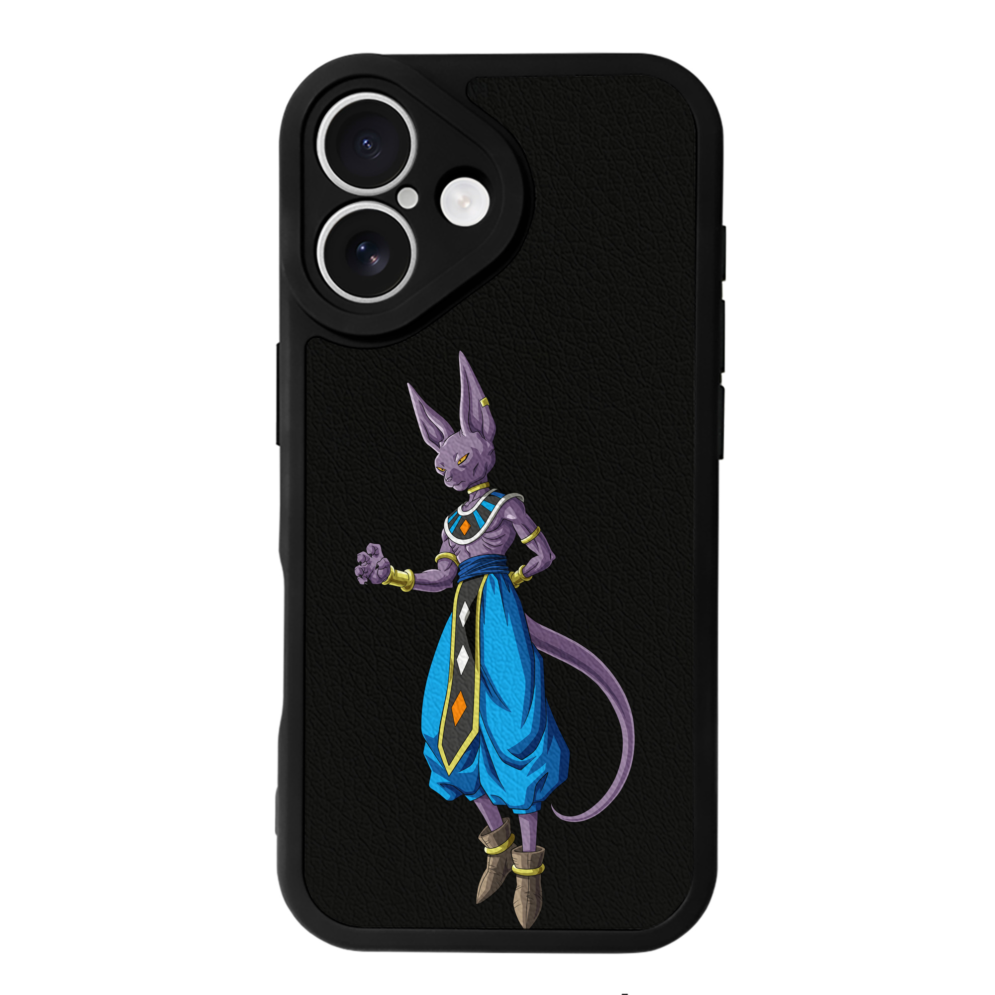 （画像用） ドラゴンボール ビルス 破壊神ビルス DRAGON BALL Beerus Birusu 【iPhone 16シリーズ対応】シリコンスマホケース（レザー調） 材質：シリコン
